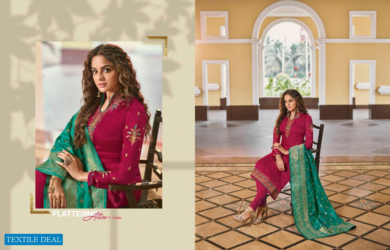 MEERA TRENDZ ZISA BANARASI VOL 9 11901-11908 SERIES SATIN GEORGETTE FESTIVAL WEAR SALWAR SUITS