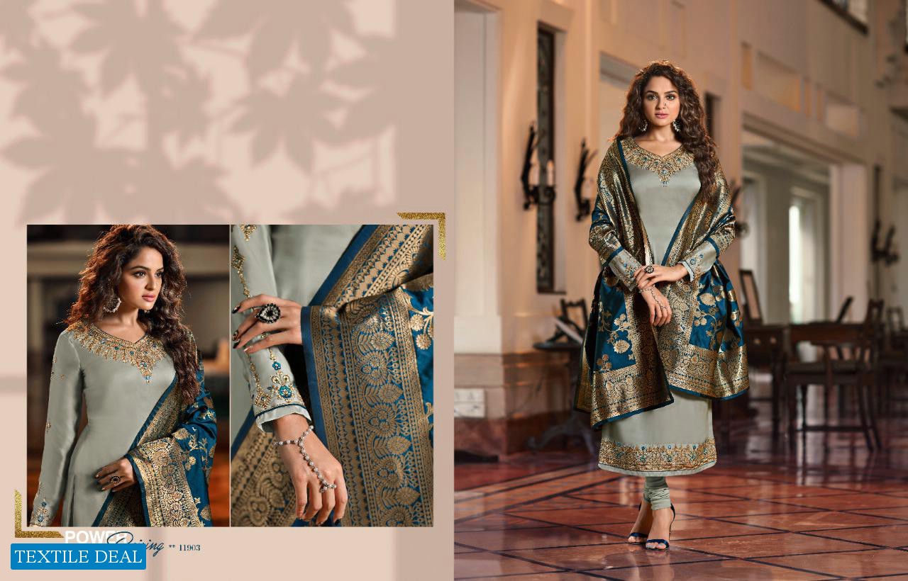 MEERA TRENDZ ZISA BANARASI VOL 9 11901-11908 SERIES SATIN GEORGETTE FESTIVAL WEAR SALWAR SUITS