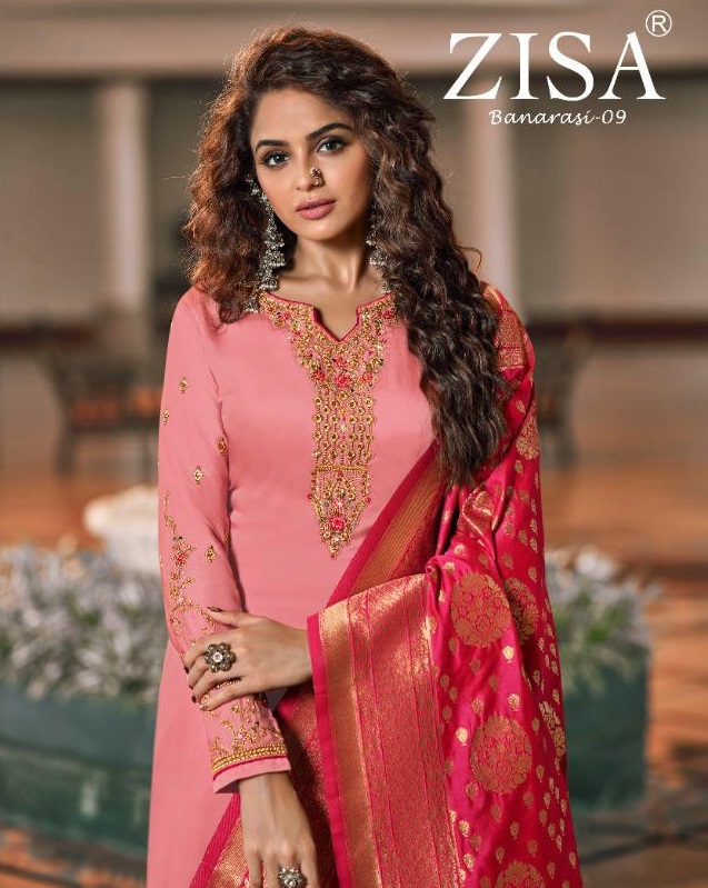 MEERA TRENDZ ZISA BANARASI VOL 9 11901-11908 SERIES SATIN GEORGETTE FESTIVAL WEAR SALWAR SUITS