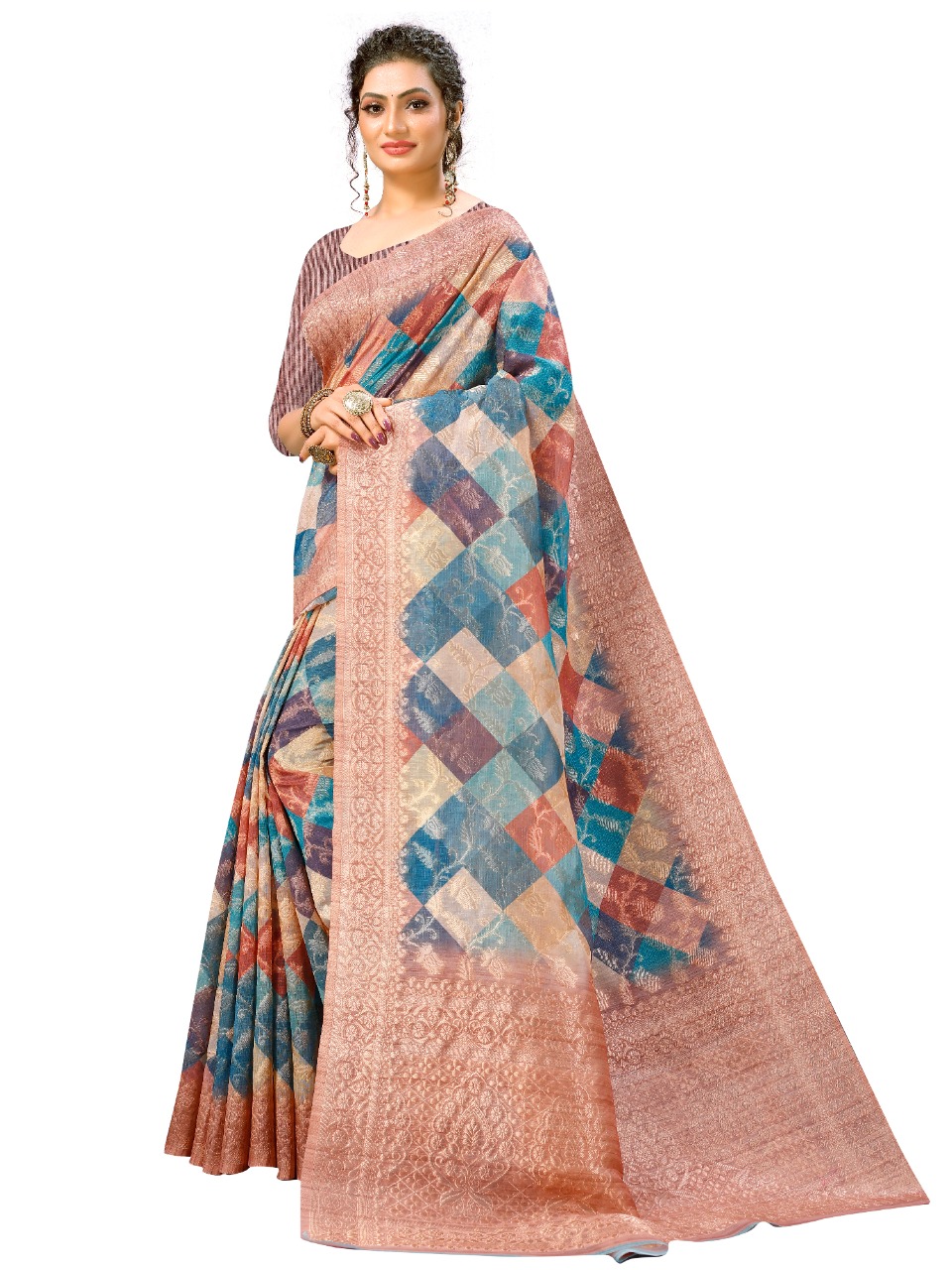 MISHRI  KICHA SILK WITH PRINTED INDIAN SARRES COLLECTION