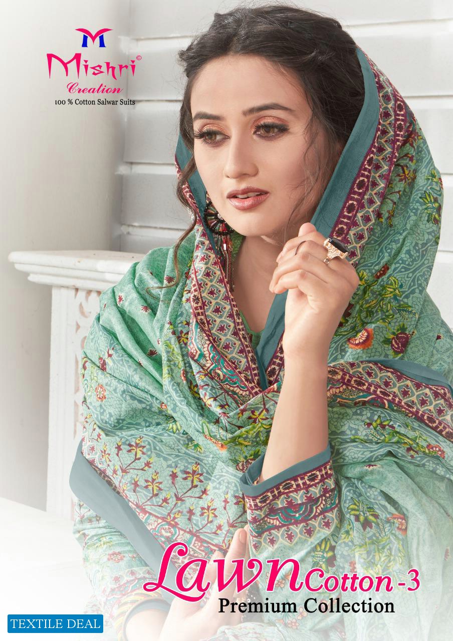 MISHRI CREATION LAWN COTTON VOL 3 KARACHI STYLE COTTON SUIT SELLER