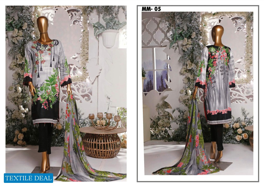 MM Textiles amber Icon premium Embroidered Printed Lawn Collection 2020