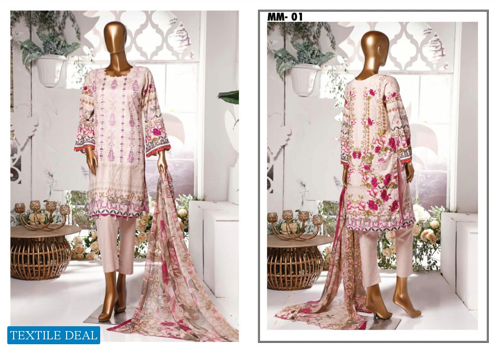 MM Textiles amber Icon premium Embroidered Printed Lawn Collection 2020