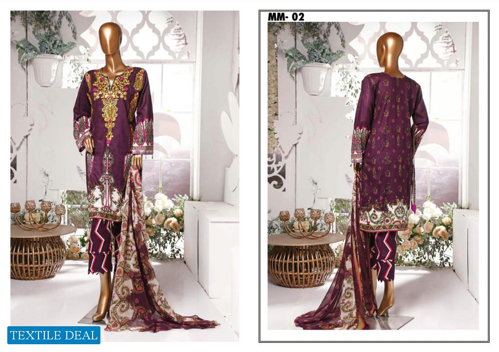 MM Textiles amber Icon premium Embroidered Printed Lawn Collection 2020