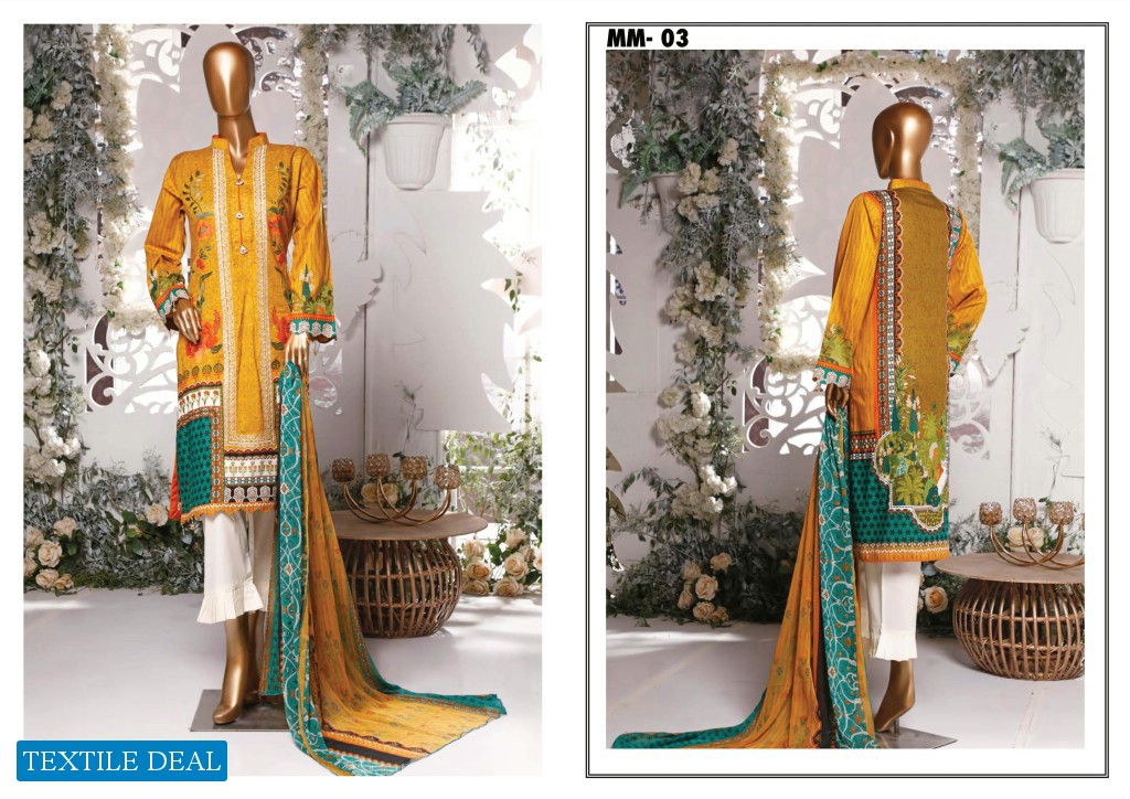 MM Textiles amber Icon premium Embroidered Printed Lawn Collection 2020