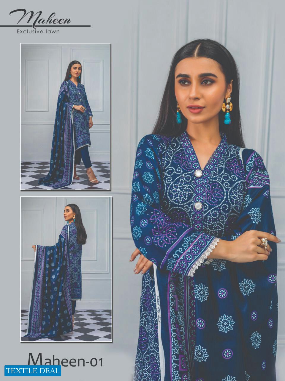 Maheen Printed Lawn Cotton Printed Wholesale lawn Dress Material