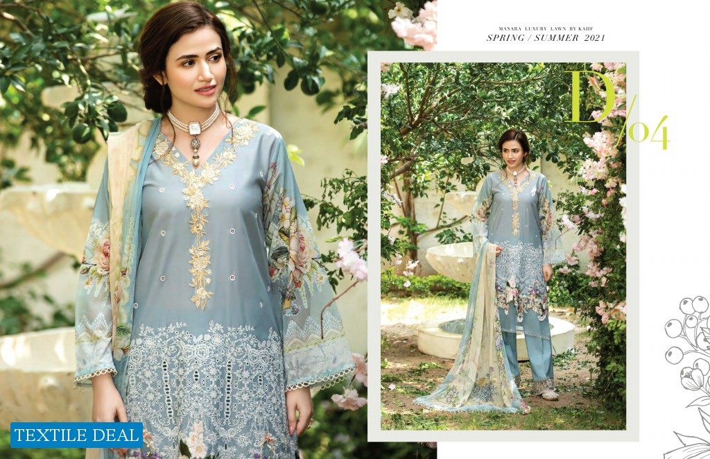 Manara Luxury Lawn By Kahf 2021 Wholesale Branded Pakistani Dress