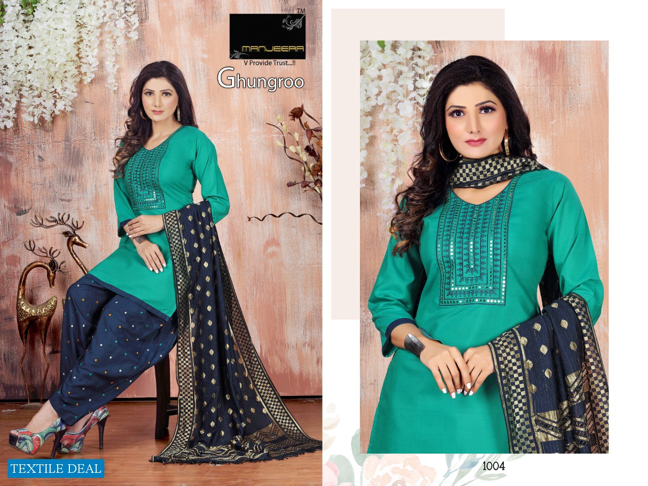 Manjeera Ghungroo Wholesale Ready Made Reyon Cotton Work Dress