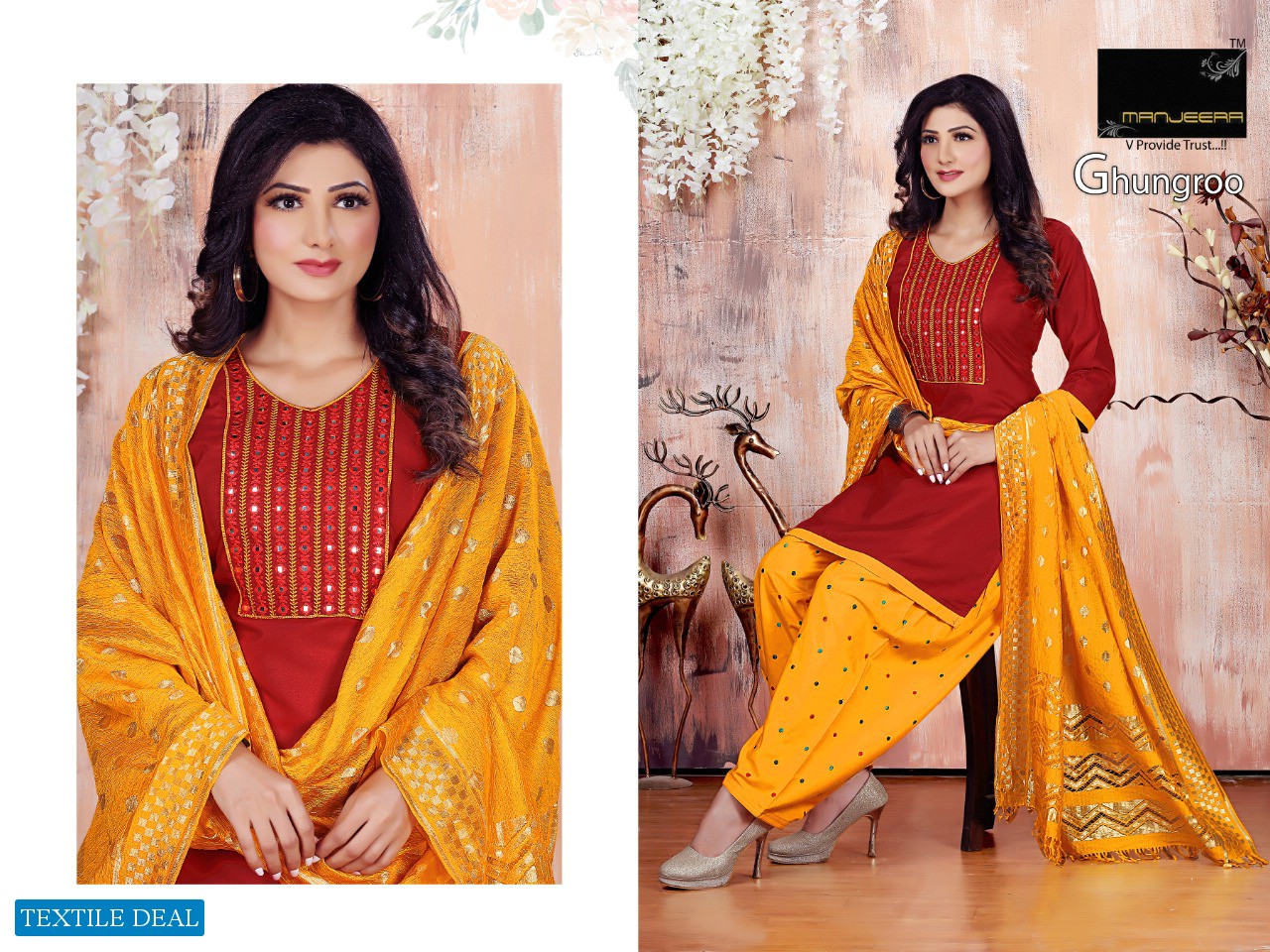 Manjeera Ghungroo Wholesale Ready Made Reyon Cotton Work Dress