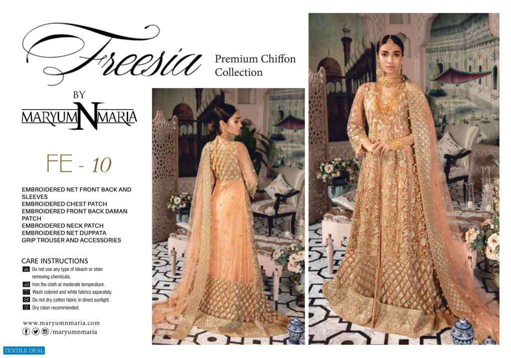 Maryum n maria Freesia Premium Chiffon Collection Wholesaler Pakistani Salwar Suits