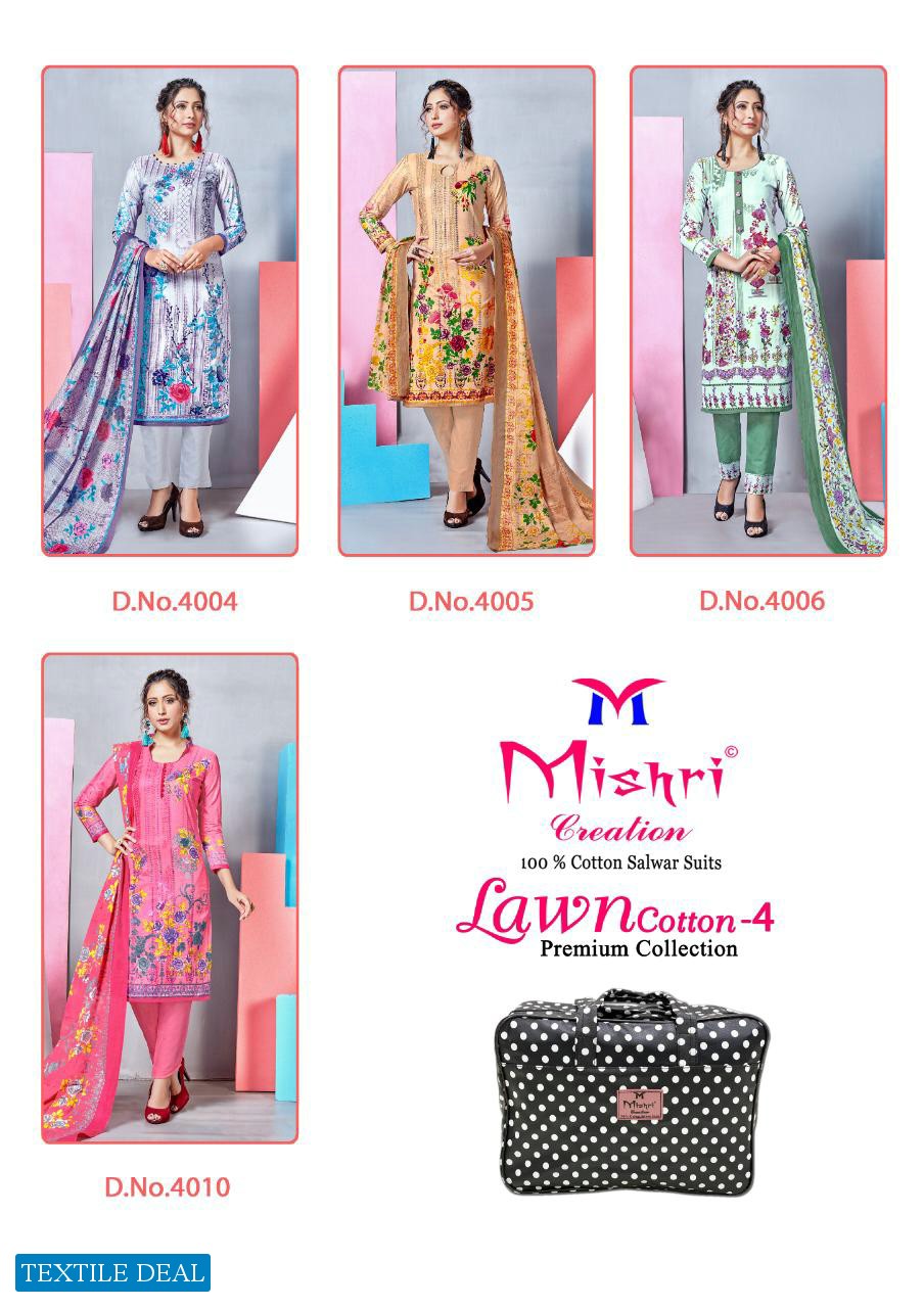 Mishri Lawn Karachi Cotton Vol-4 Wholesale Shopping Lawn Printed Dress Material