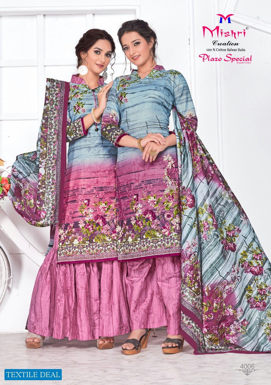 Mishri Plazo Special Vol-4 Wholesale Karachi Cotton Dress Material