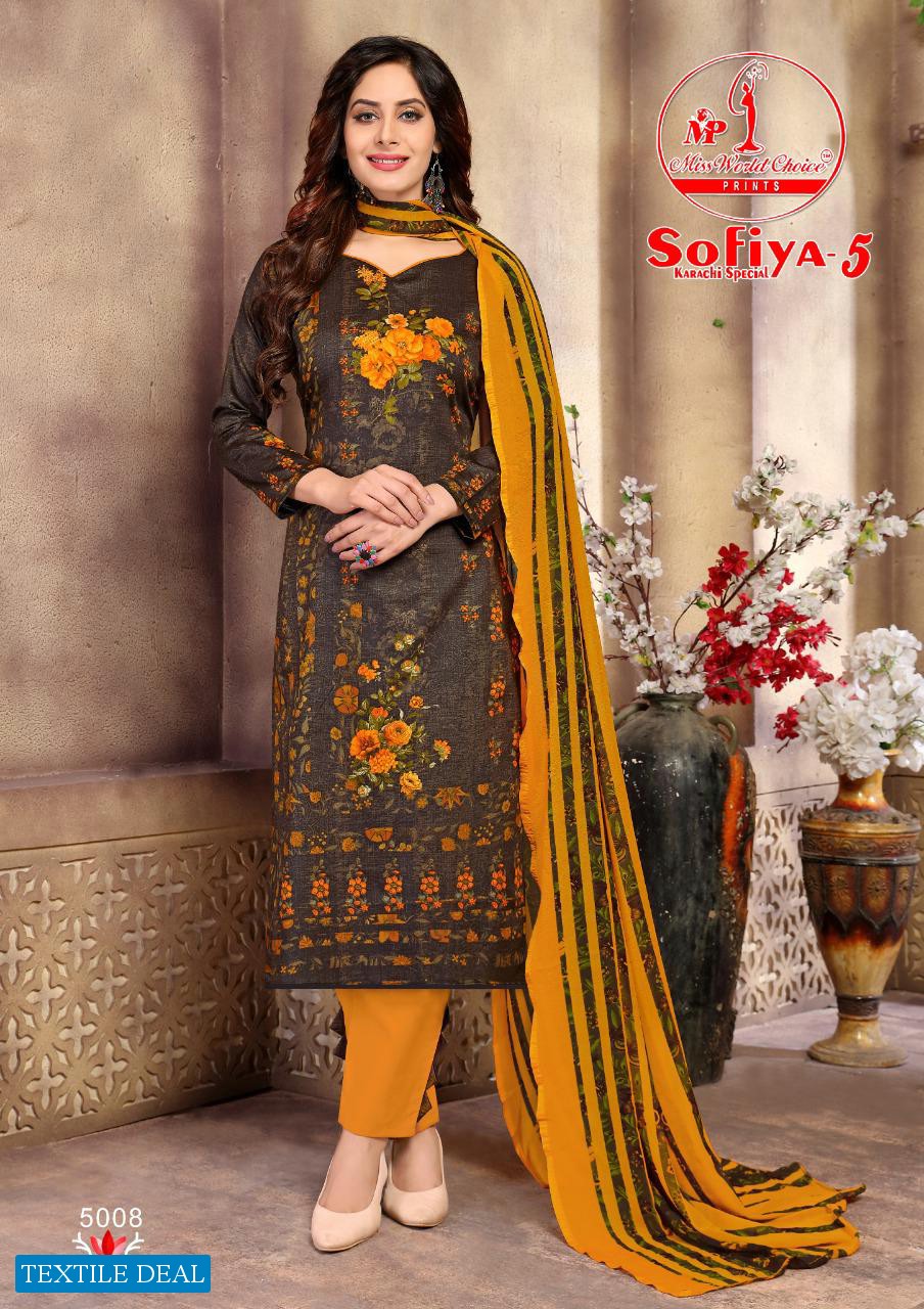 Miss World Sofiya karachi vol-5 Wholesale Printed dress Material