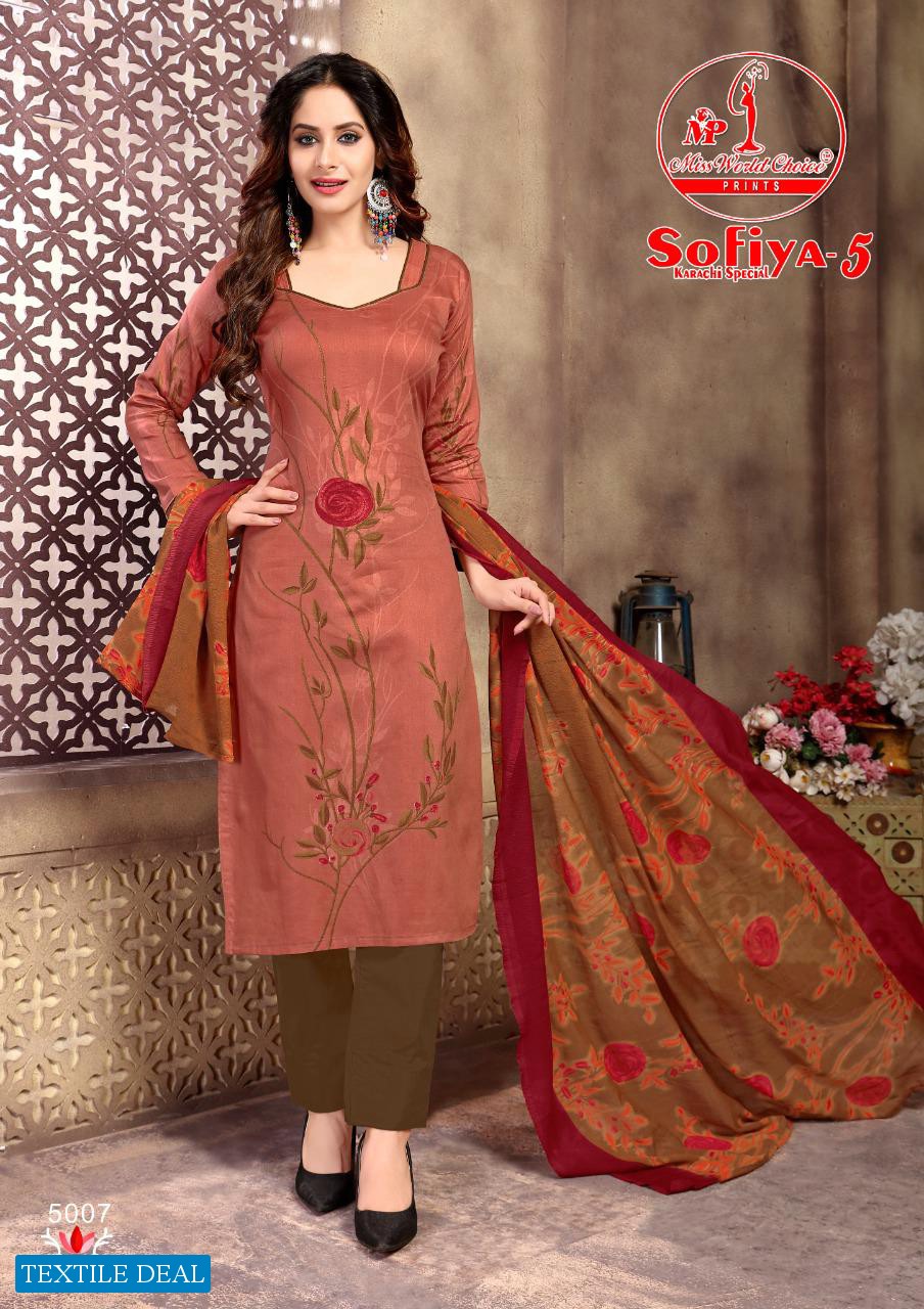 Miss World Sofiya karachi vol-5 Wholesale Printed dress Material
