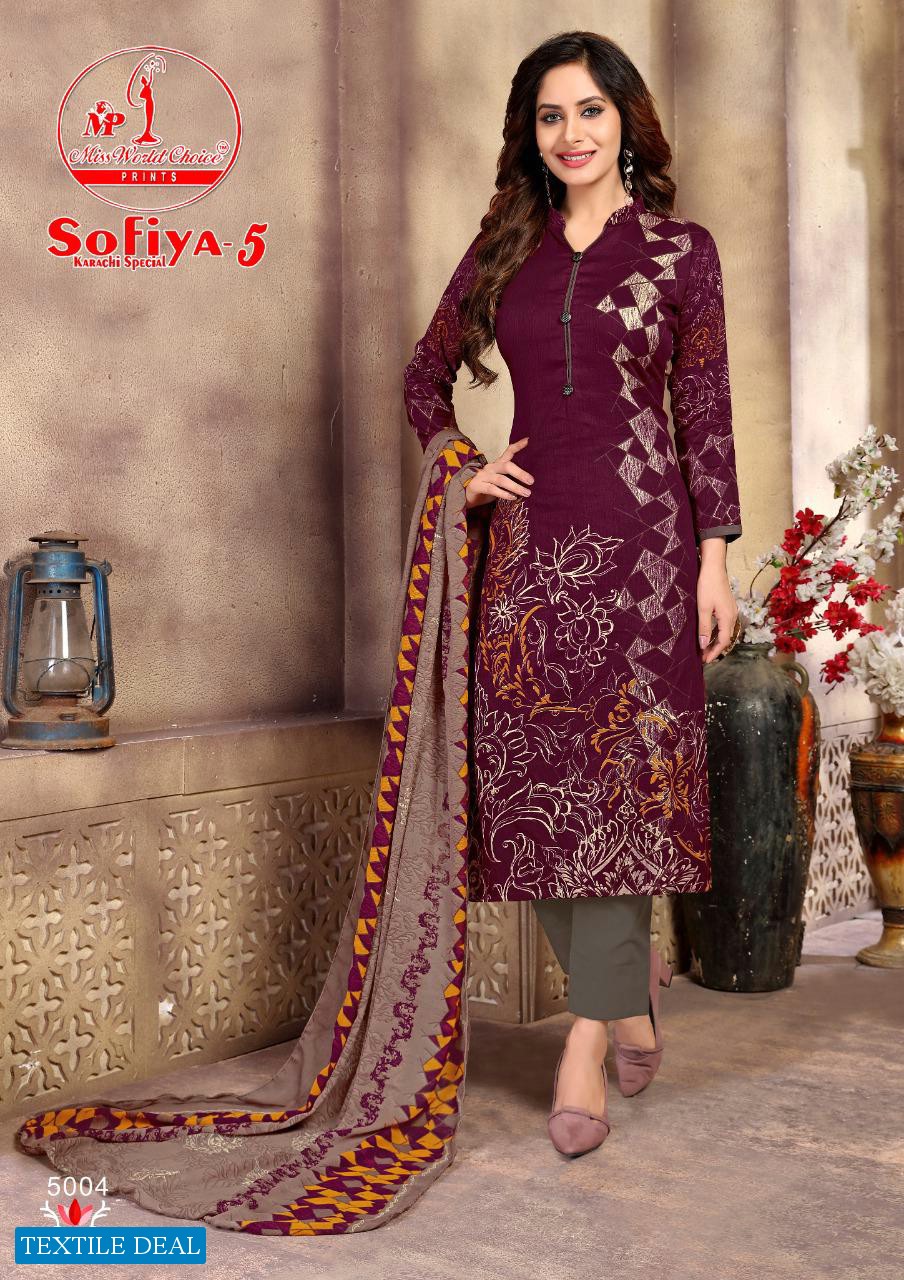 Miss World Sofiya karachi vol-5 Wholesale Printed dress Material