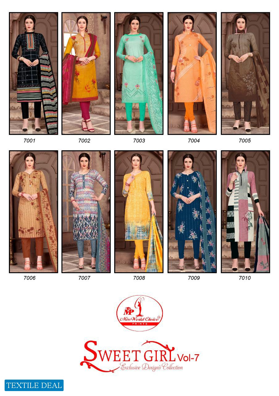 Miss World Sweet Girl Vol-7 Wholesale printed Dress Material