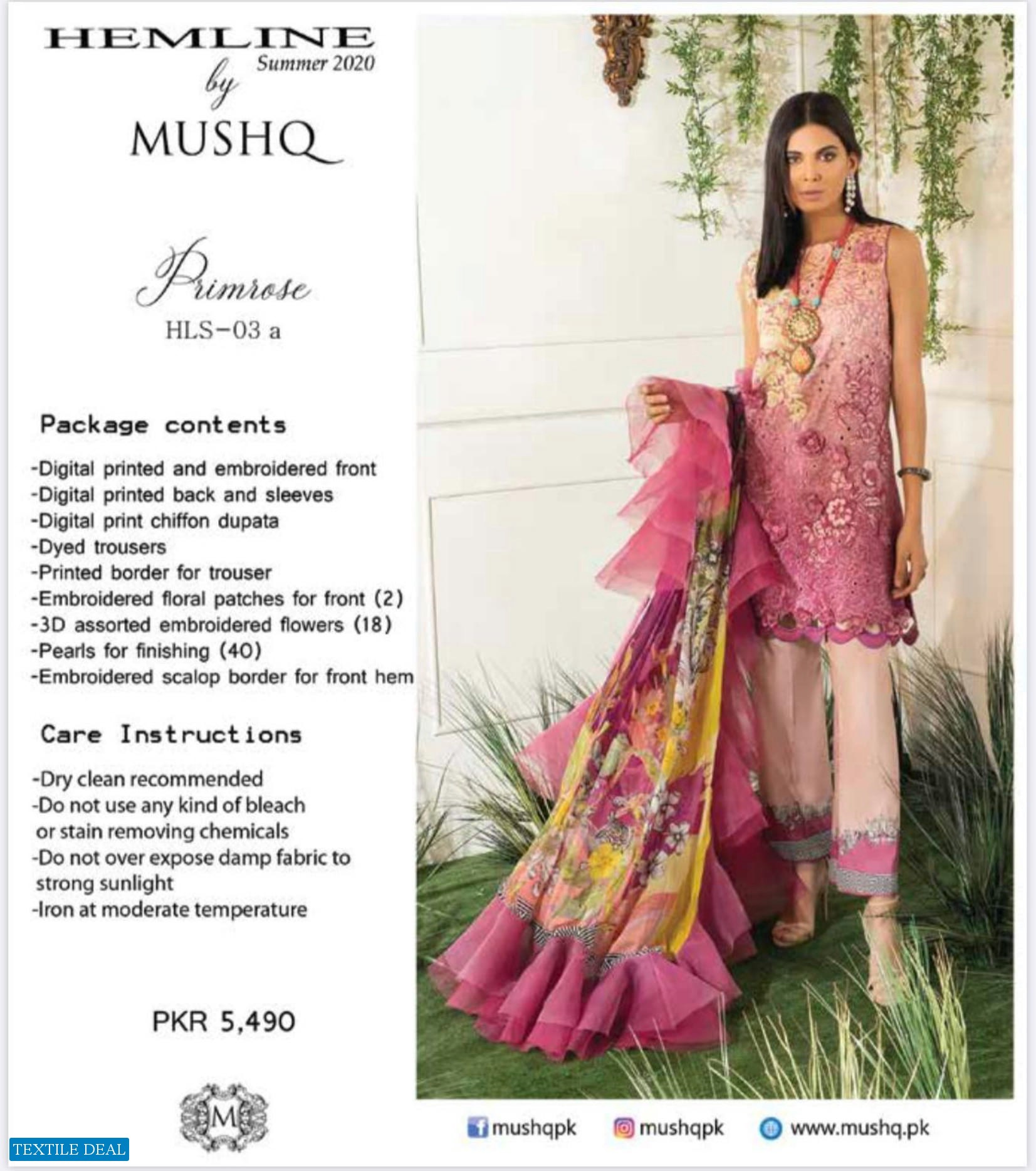 Mushq Hemline Luxury Lawn Hit Codes Wholesale Pakistani Dress