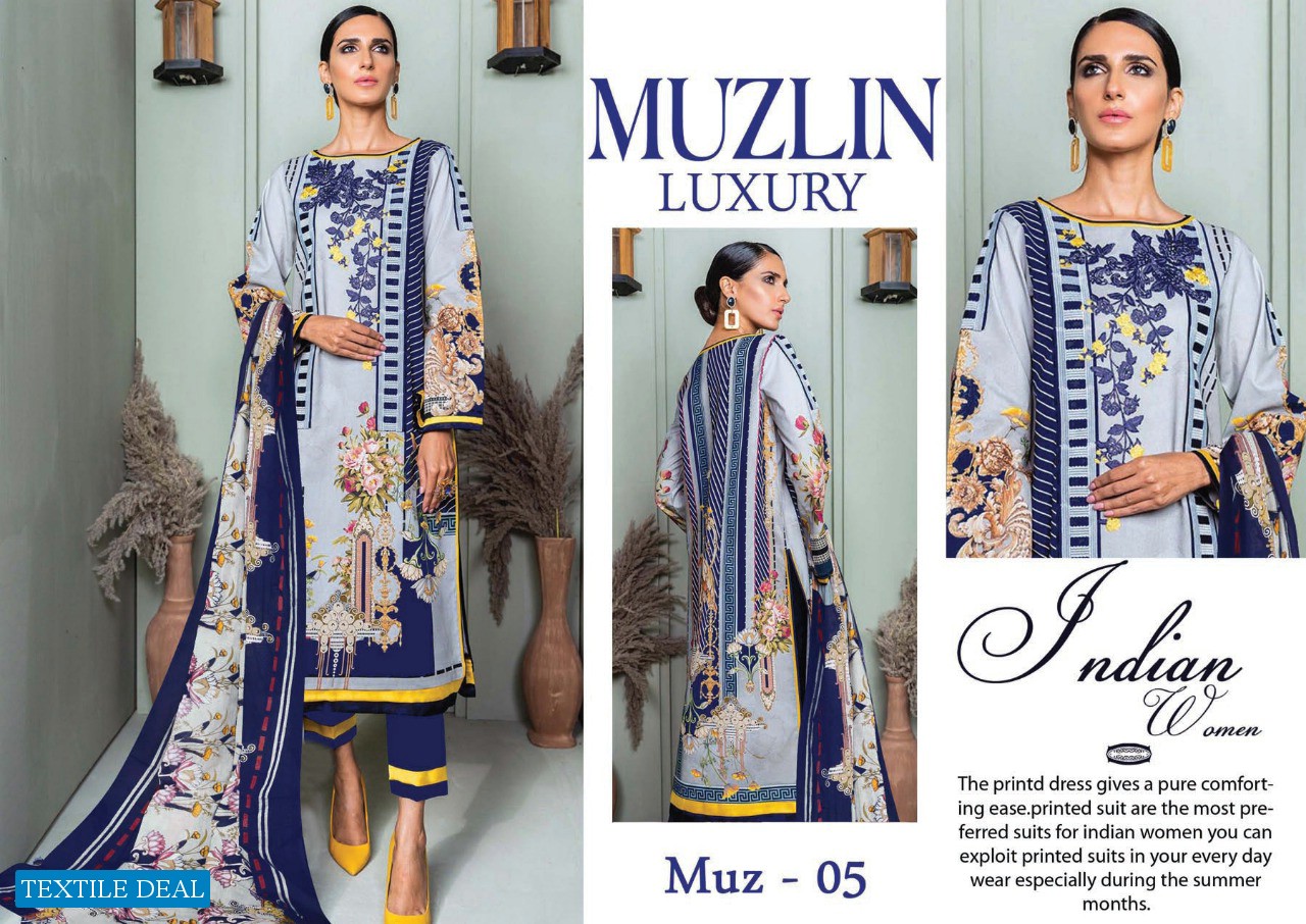 Muzlin Luxury Wholesale Pure Cotton Printed Dress Material
