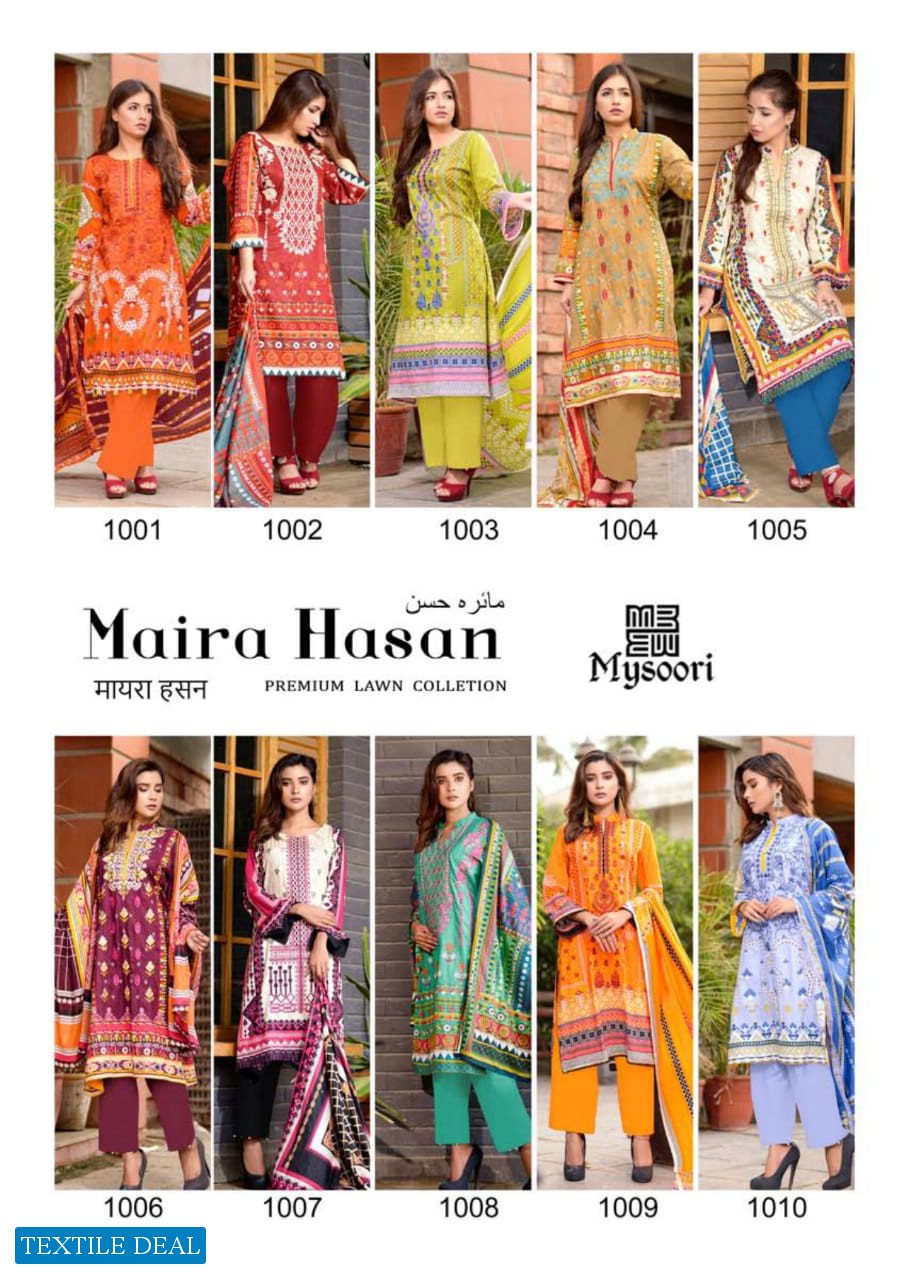Mysoori Maira Hasan Wholesale Lawn Cotton Dress Material