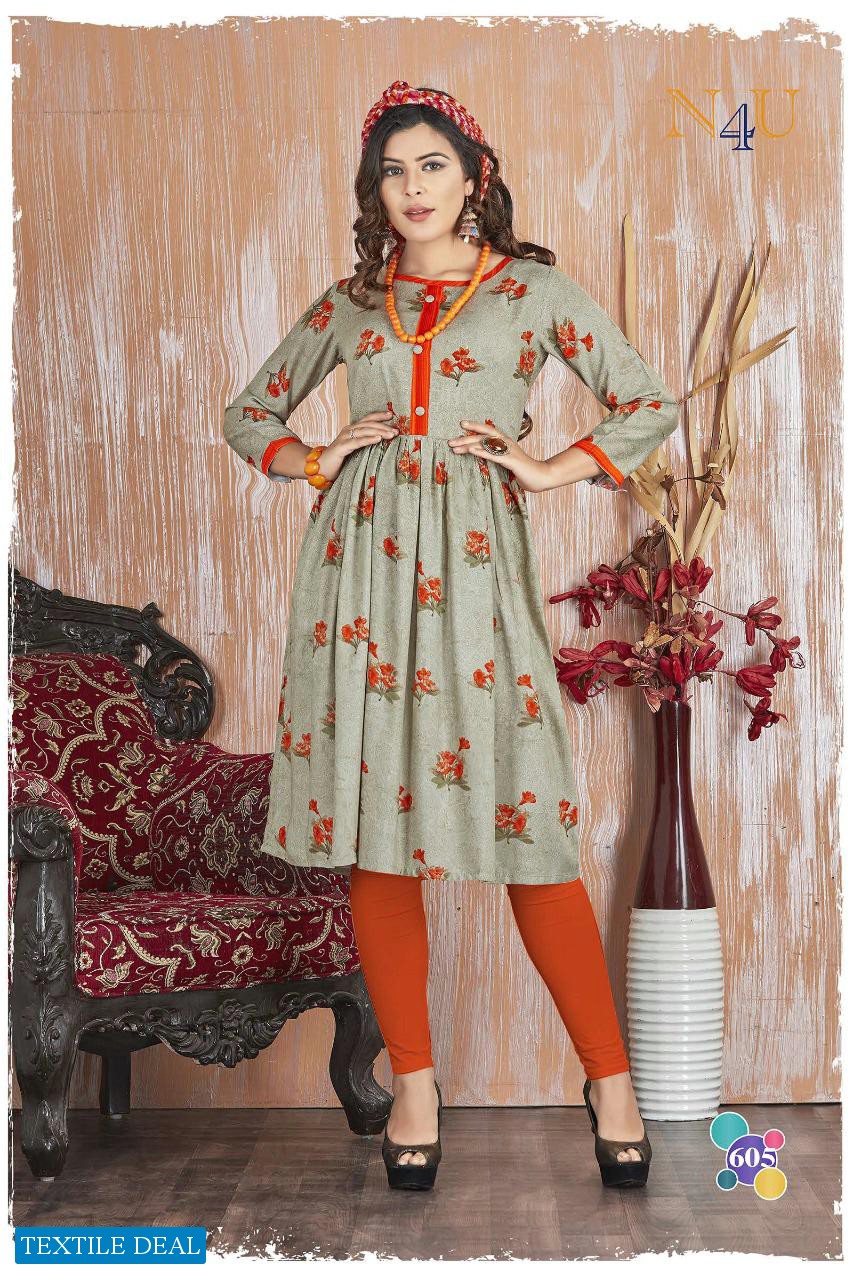 N4U PRACHEEN VOL 3 RAYON VISCOSE PRINTED DESIGNER KURTI DESIGNS