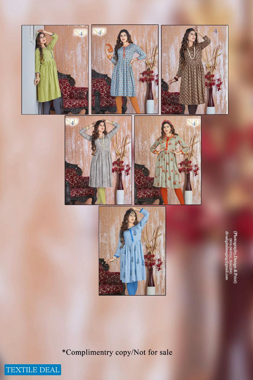 N4U PRACHEEN VOL 3 RAYON VISCOSE PRINTED DESIGNER KURTI DESIGNS
