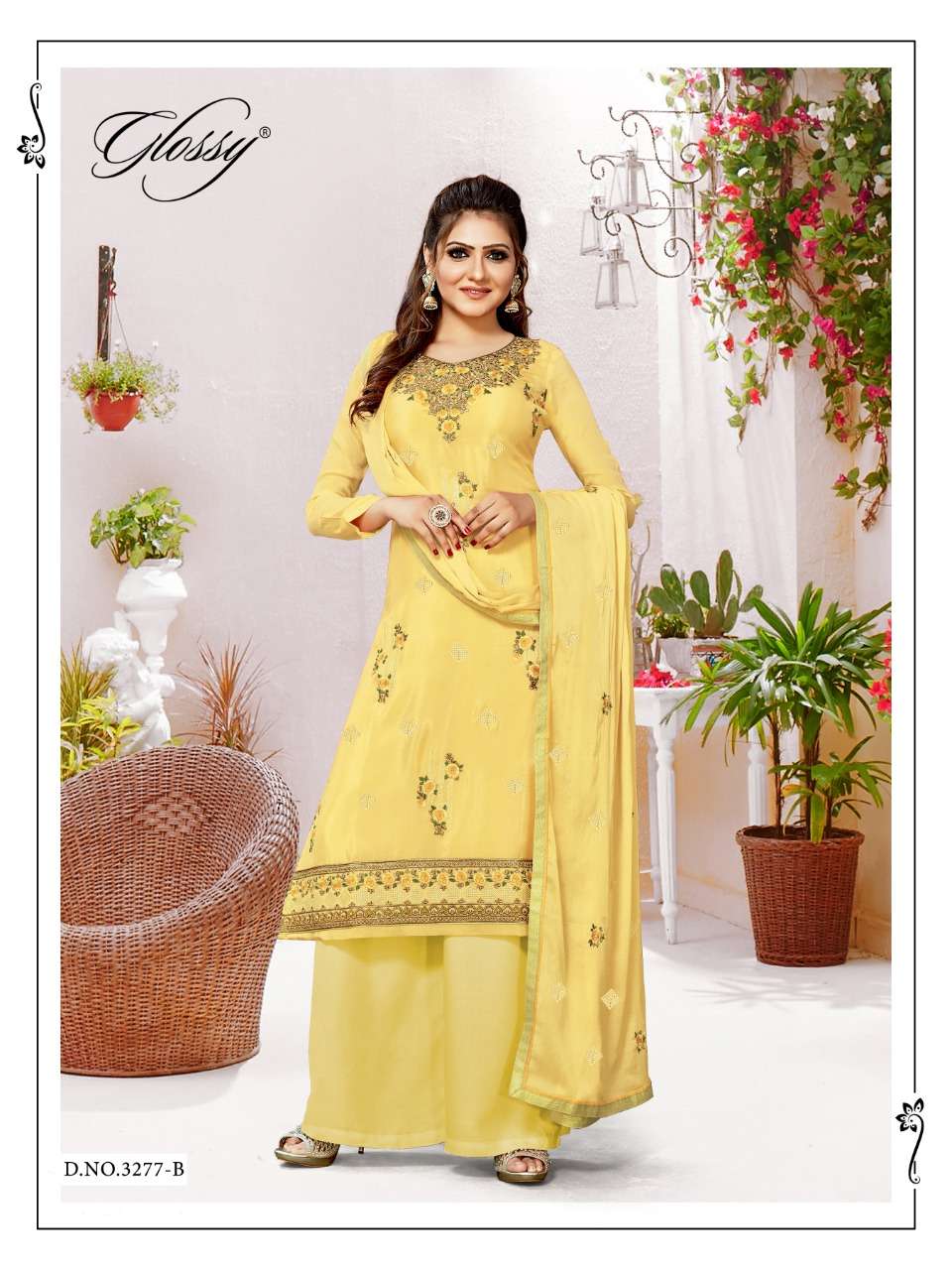 NARGISH BY GLOSSY VISCOSE CHINON EMBROIDERY PAKISTANI SUITS EXPORTER