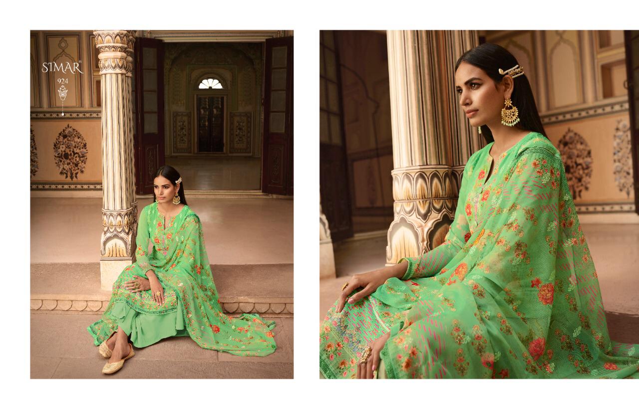 NIHAR VOL 2 BY GLOSSY SIMAR PURE GEORGETTE EMBROIDERY WORK DIGITAL PRINT SALWAR KAMEEZ
