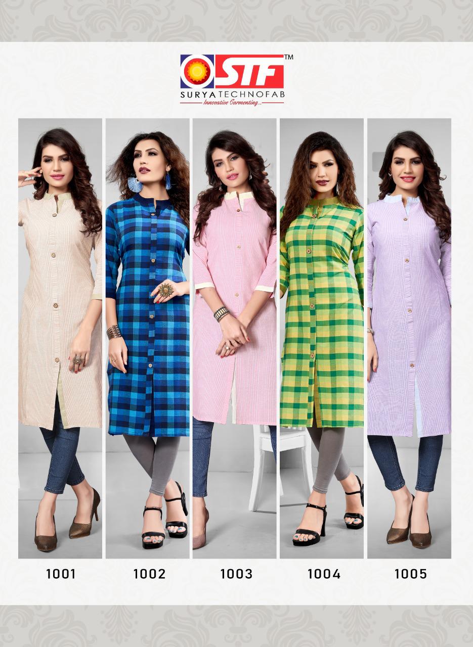 NIHARIKA BY STF COTTON FANCY CASUAL WEAR KURTI DESIGNS WHOLESALER