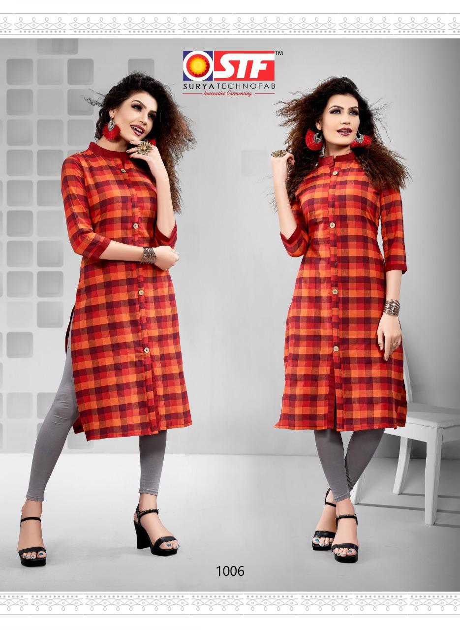 NIHARIKA BY STF COTTON FANCY CASUAL WEAR KURTI DESIGNS WHOLESALER