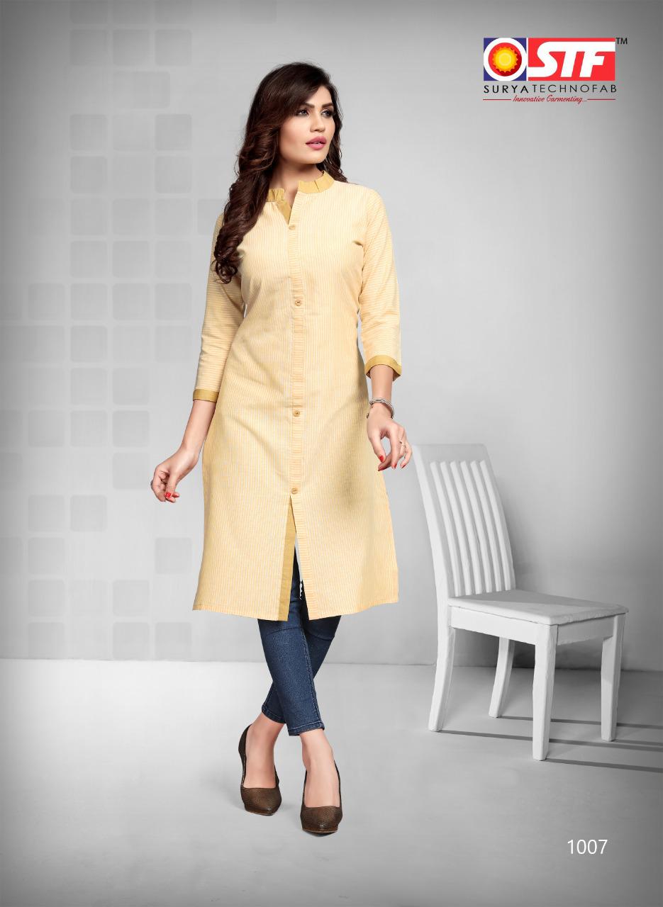 NIHARIKA BY STF COTTON FANCY CASUAL WEAR KURTI DESIGNS WHOLESALER