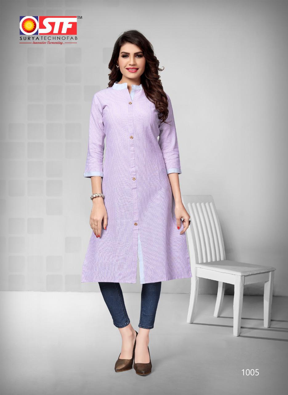 NIHARIKA BY STF COTTON FANCY CASUAL WEAR KURTI DESIGNS WHOLESALER