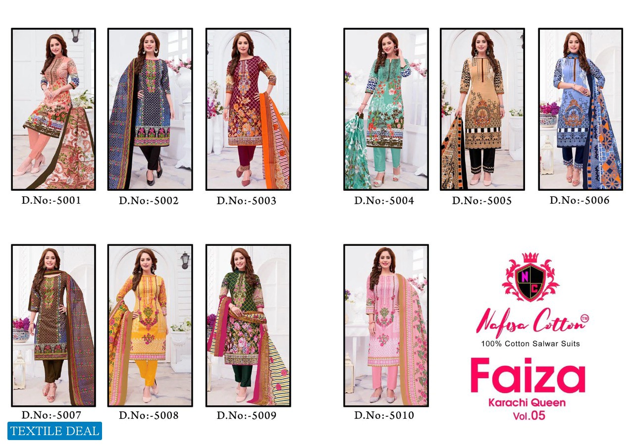 Nafisa Faiza Karachi Cotton Vol-5 Wholesale Dress Material