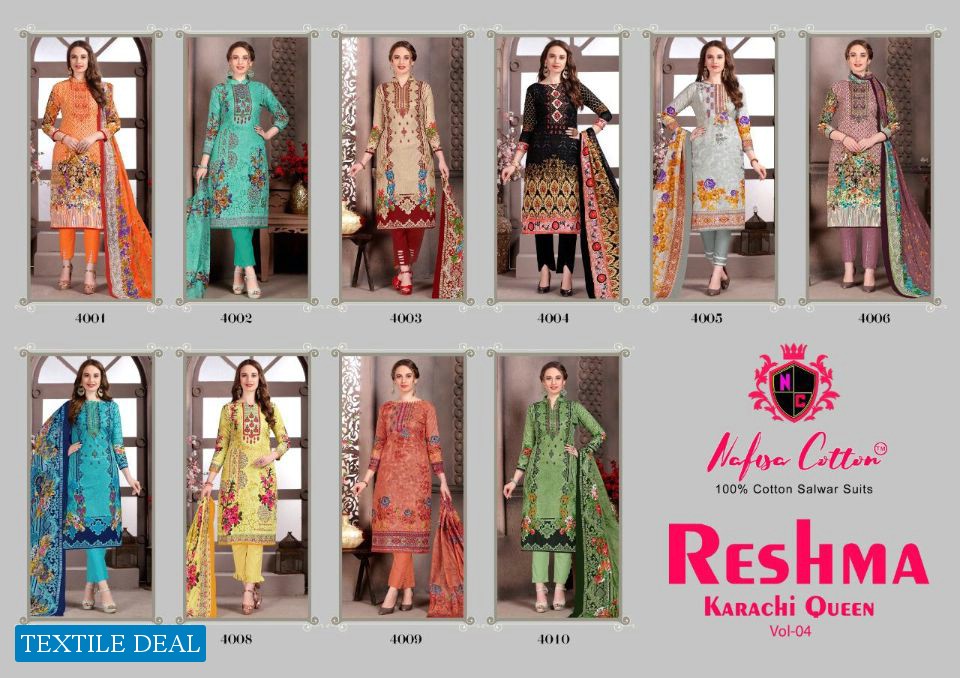 Nafisa Reshma Karachi Queen Vol-4 Wholesale Shopping Dress Material