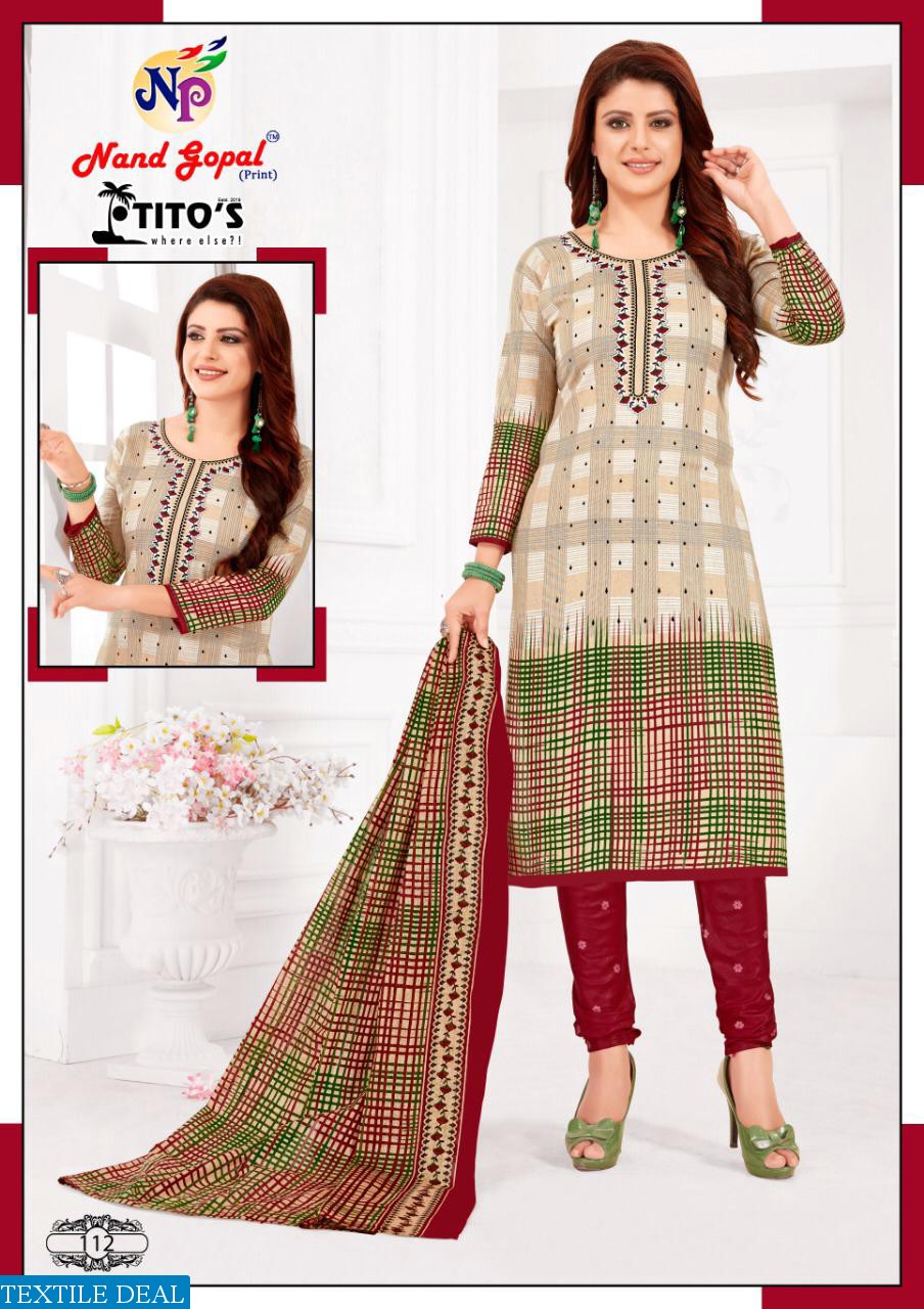 Nand Gopal Titos Wholesale Cotton Printed Dress Material
