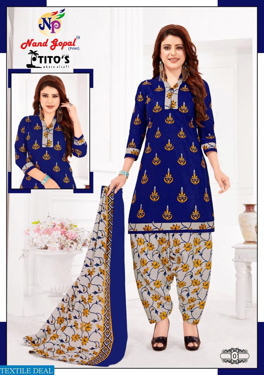 Nand Gopal Titos Wholesale Cotton Printed Dress Material