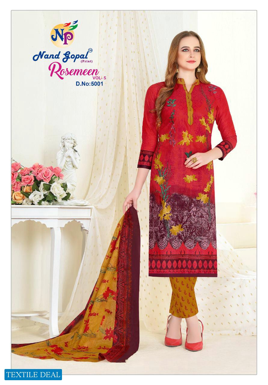 Nandgopal Rosemeen Vol-5 Wholesale Shopping Printed Dress Material