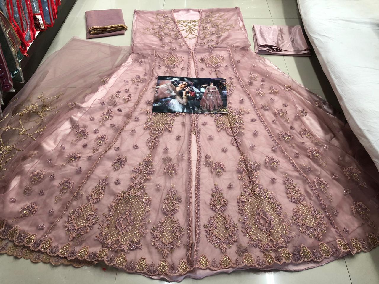 Net with Embroidery Muti work suit wholesale in india