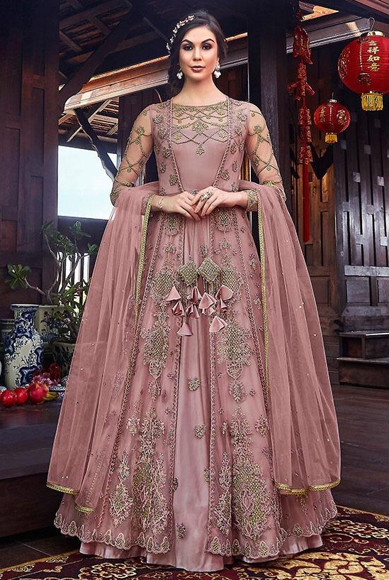 Net with Embroidery Muti work suit wholesale in india