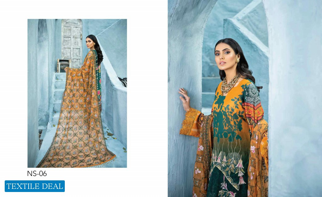 Nureh Swiss Lawn Unstitched Embroidered Chiffon Dupatta Pakistani Dress