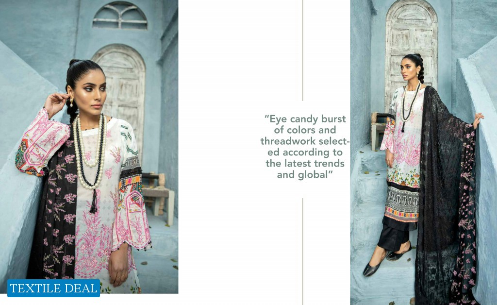 Nureh Swiss Lawn Unstitched Embroidered Chiffon Dupatta Pakistani Dress