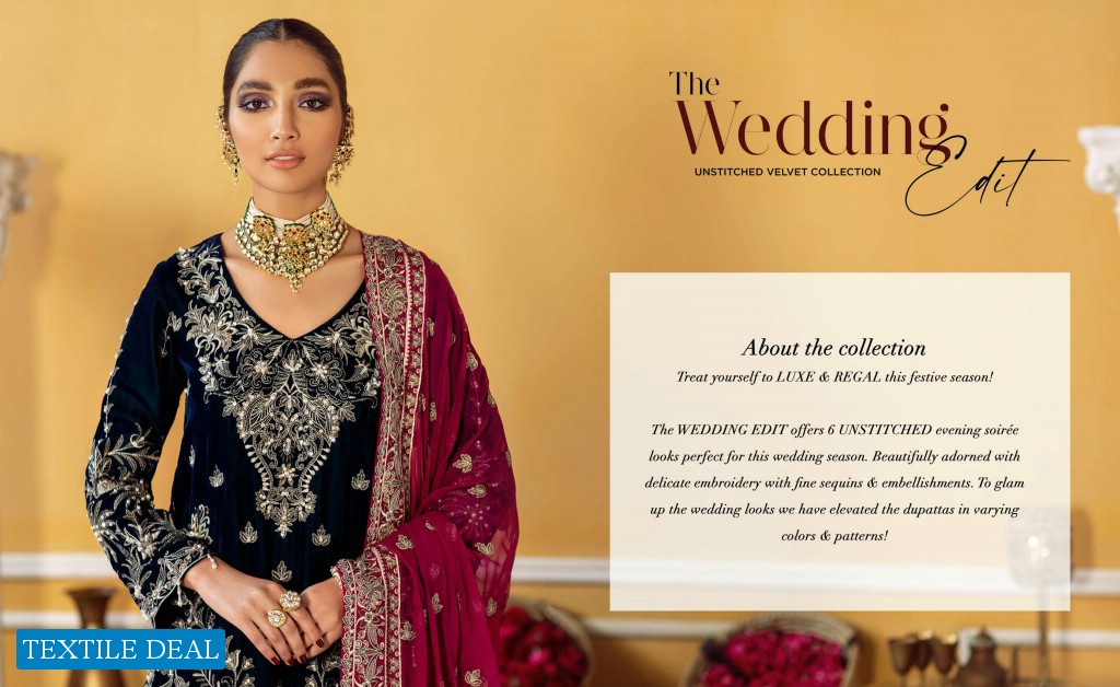 Nureh The Wedding Unsttich Velvet Collection Wholesale Pakistani Catalog