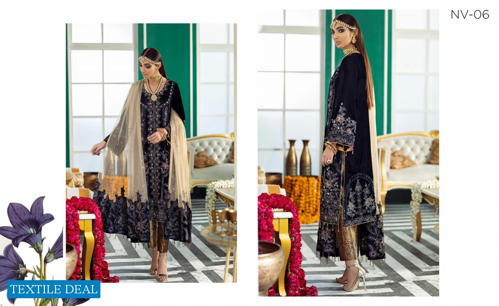 Nureh The Wedding Unsttich Velvet Collection Wholesale Pakistani Catalog