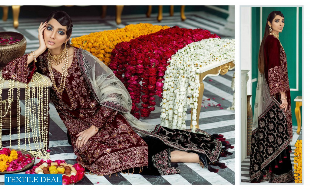 Nureh The Wedding Unsttich Velvet Collection Wholesale Pakistani Catalog