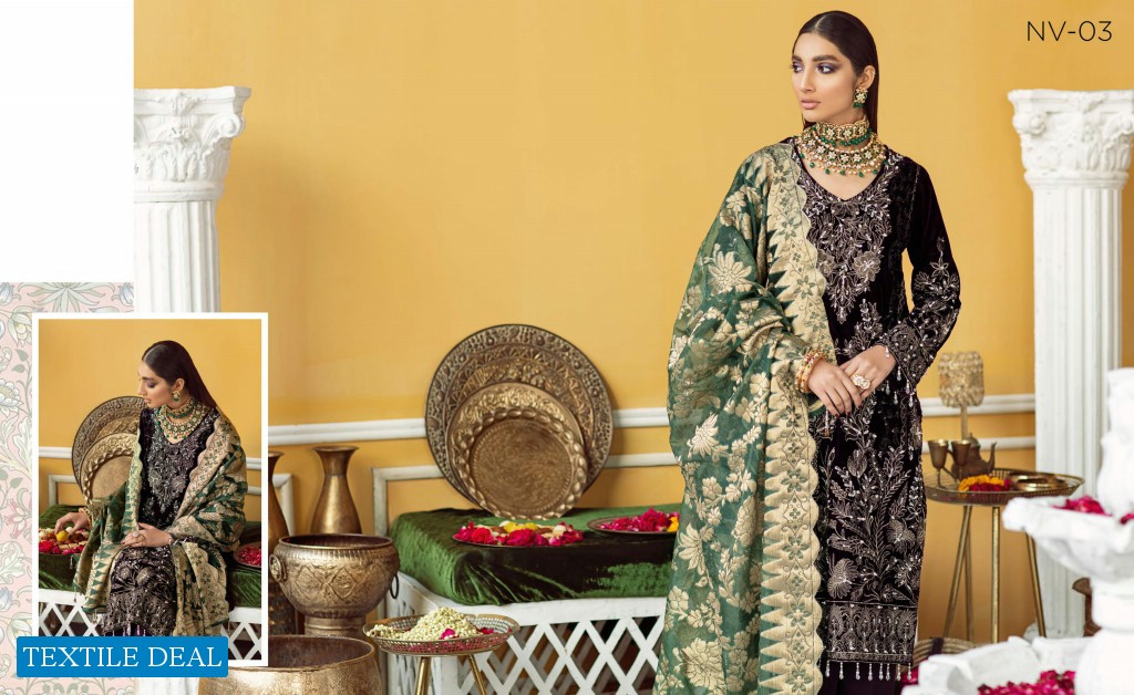 Nureh The Wedding Unsttich Velvet Collection Wholesale Pakistani Catalog