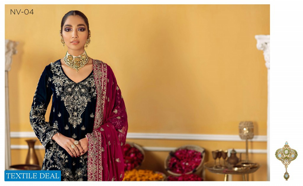 Nureh The Wedding Unsttich Velvet Collection Wholesale Pakistani Catalog