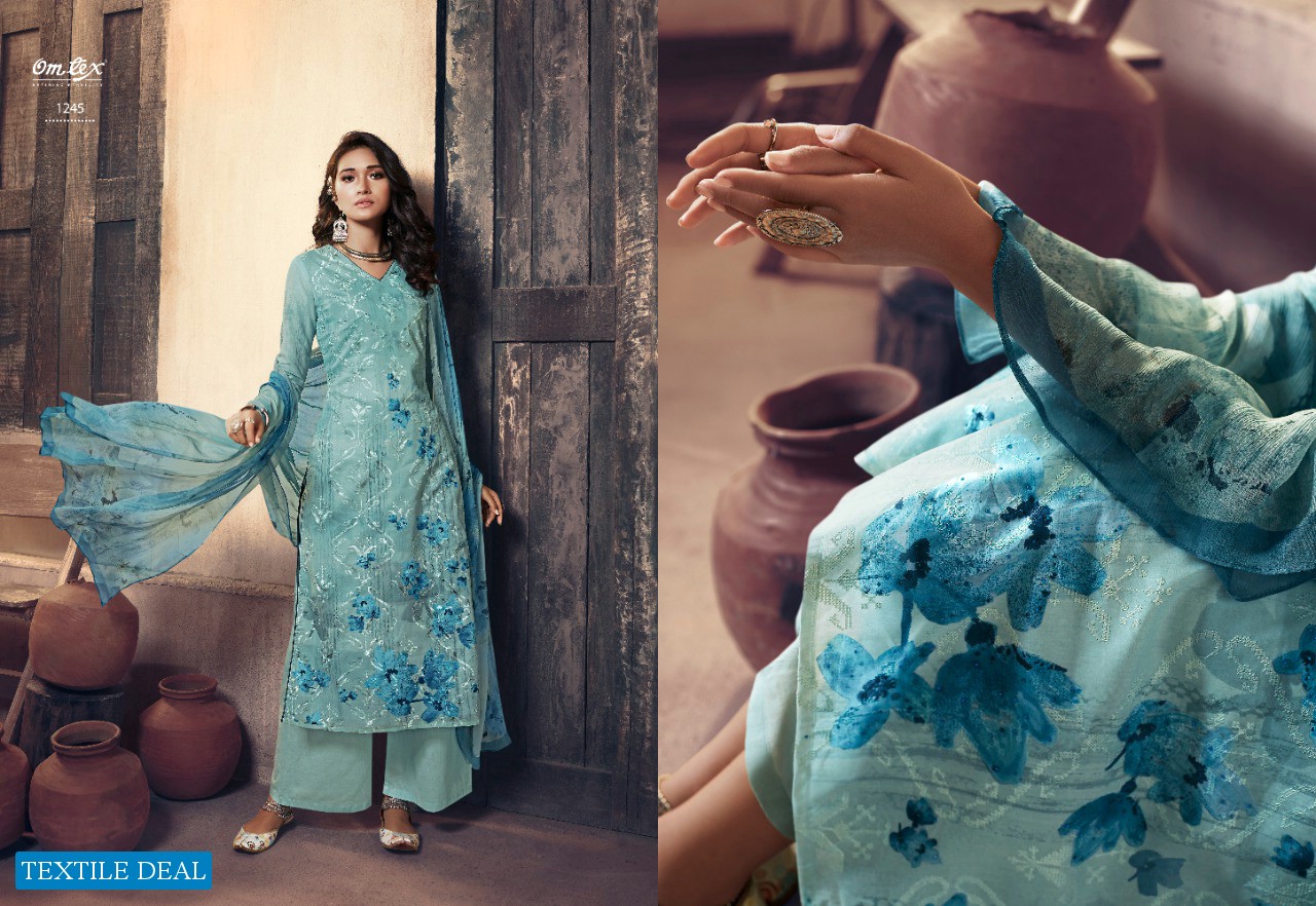 OMTEX PRESENTS BLOOM BLISS COTTON DIGITAL PRINT WITH EMBROIDERY SUITS WHOLESALER