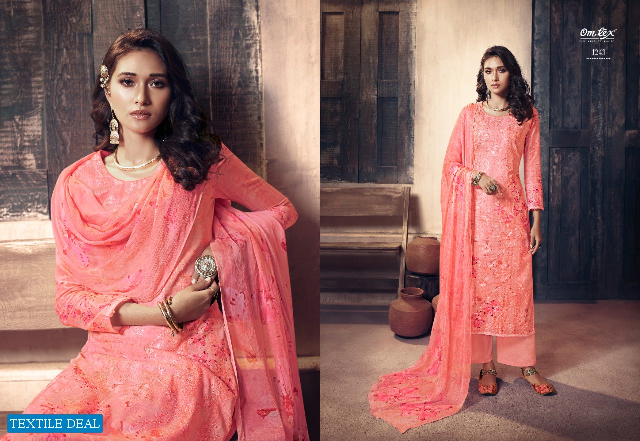 OMTEX PRESENTS BLOOM BLISS COTTON DIGITAL PRINT WITH EMBROIDERY SUITS WHOLESALER