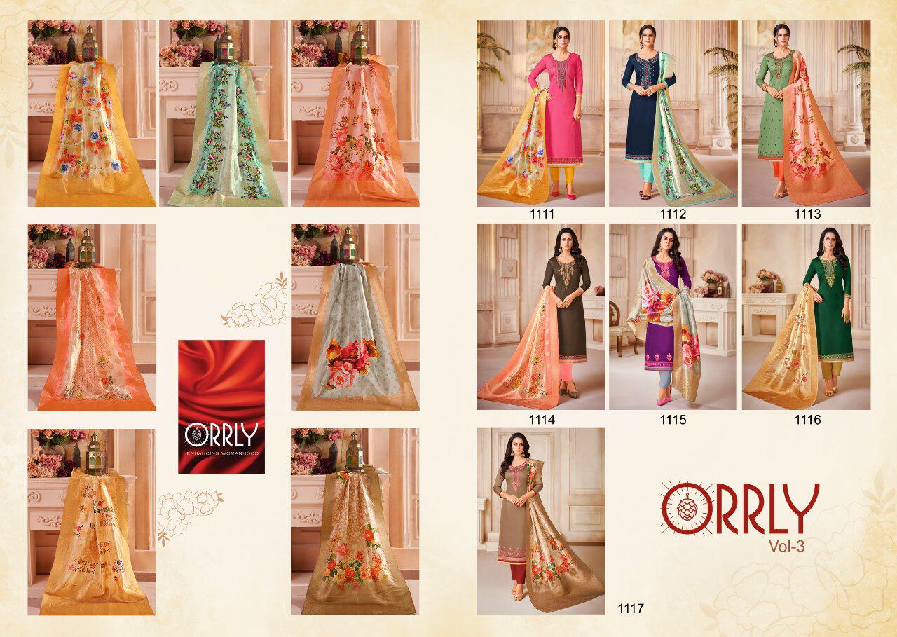 ORRLY PRESENT ORRLY VOL 3 JAM SATIN COTTON WITH EMBROIDERY WORK SALWAR SUIT WITH DIGITAL PRINT DUPATTA