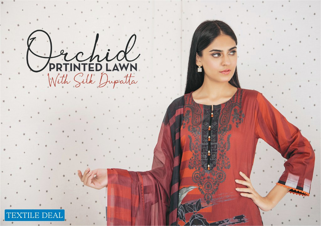 Orchid Printed Lawn With Silk Dupatta Wholesale Shopping Pakistani Suits