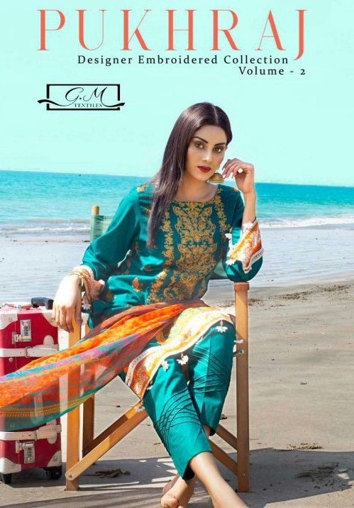 PUKHRAJ DESIGNER EMBROIDERED LAWN COLLECTION VOL-2  2020 by GM TEXTILES